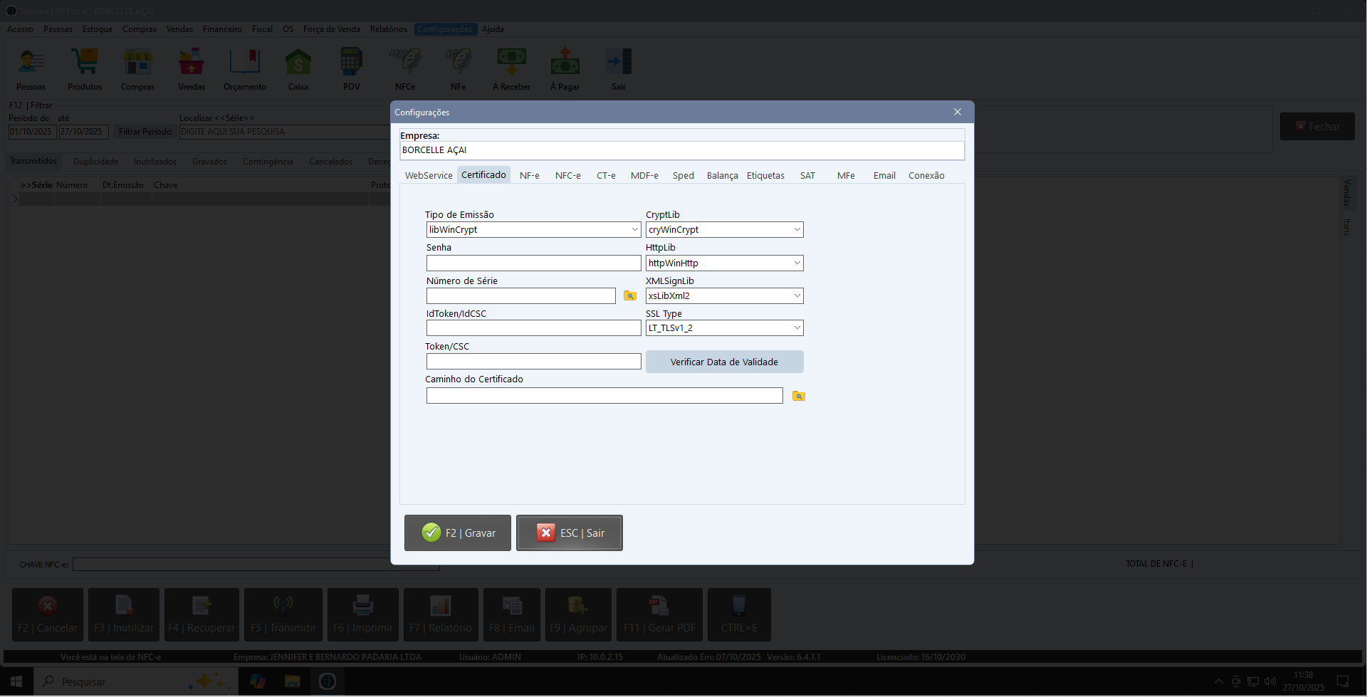 Configurações Fiscais